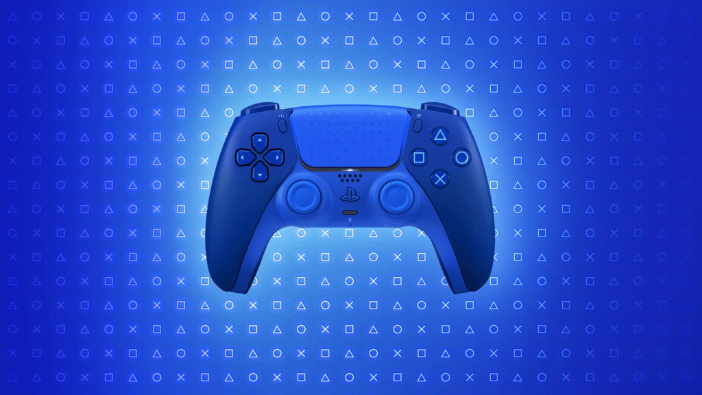 Controle azul em fundo azul