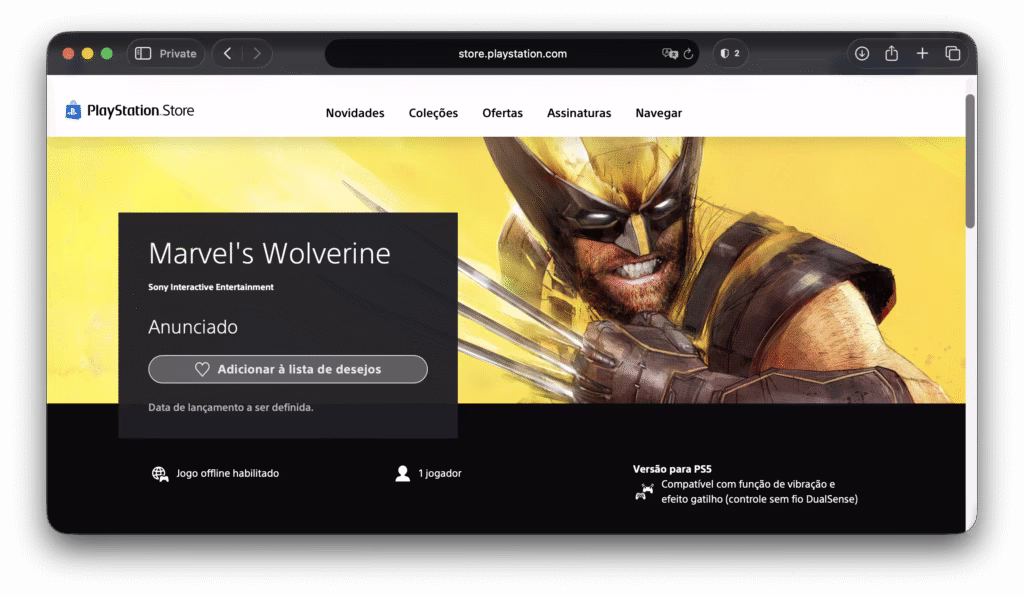Marvel’s Wolverine Abre Wishlist e chega ao PS5 em 2026