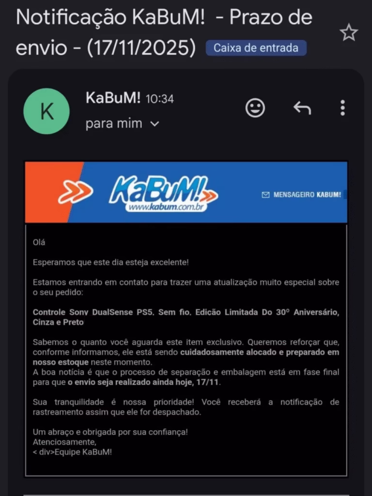 URGENTE: KaBuM! Confirma Envio de DualSense Edições Limitadas Após Semanas de Atraso