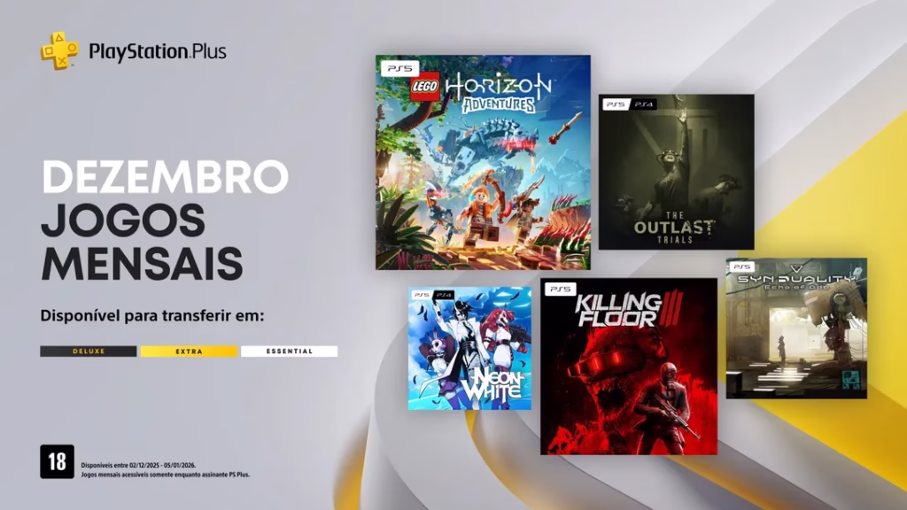 Jogos Mensais de Dezembro do PlayStation Plus: LEGO Horizon Adventures, Killing Floor 3, The Outlast Trials e Mais