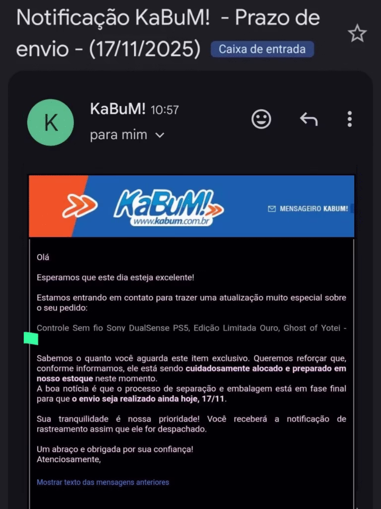 URGENTE: KaBuM! Confirma Envio de DualSense Edições Limitadas Após Semanas de Atraso
