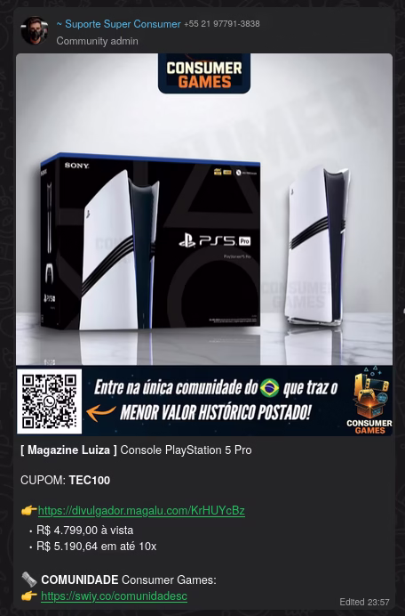 PS5 Pro Atinge R$ 4.799 na Virada da Black Friday 2025