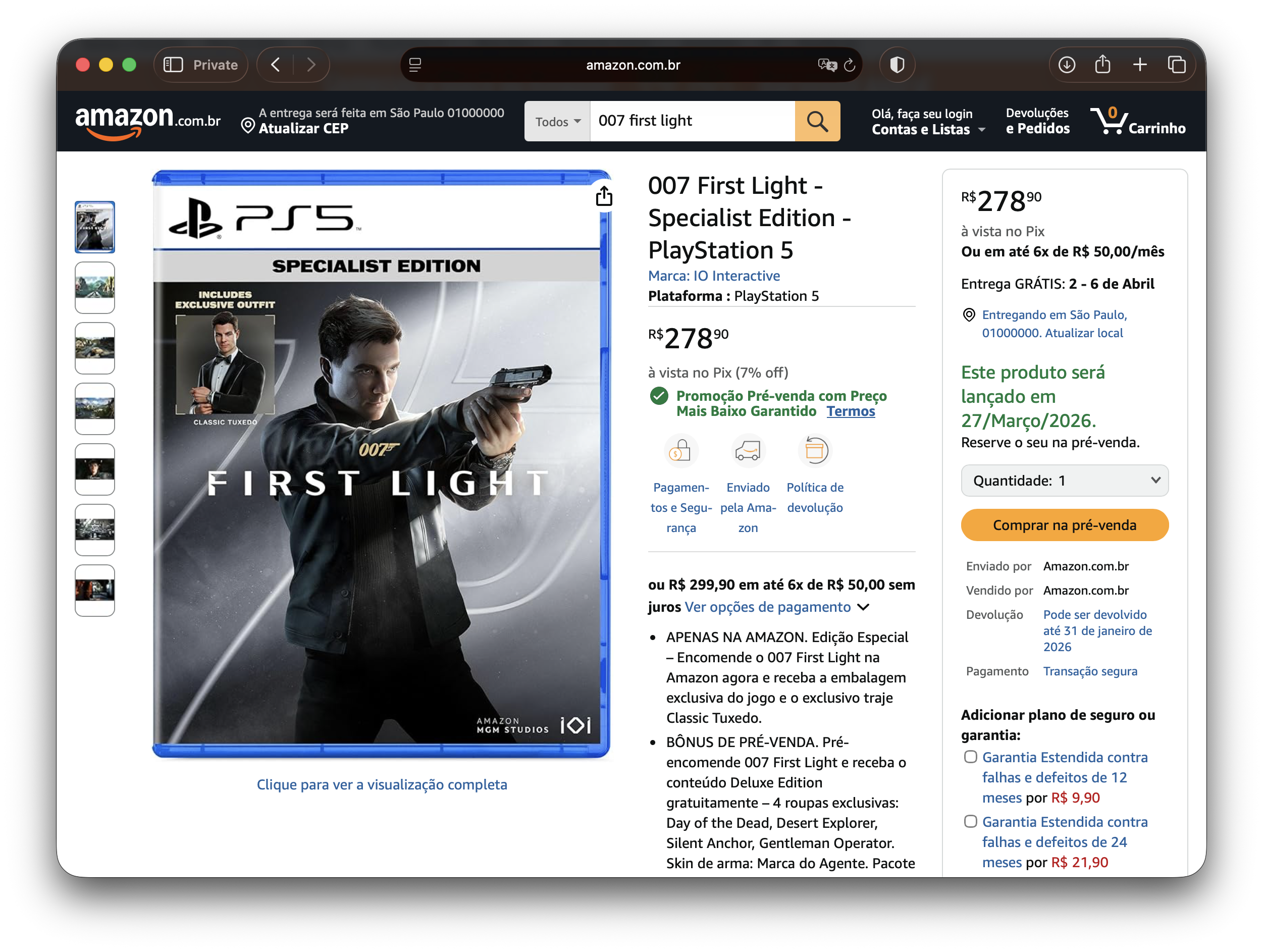 007 First Light Abre Pré-venda Com Edição Exclusiva da Amazon